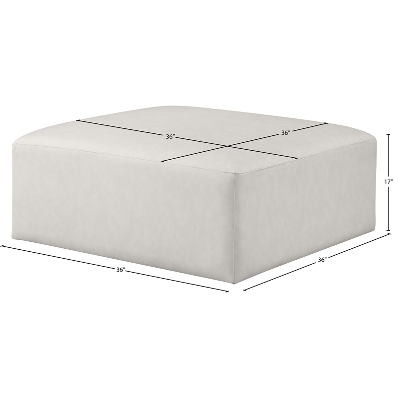 Meridian Furniture Cube Cream Vegan Leather Ottoman