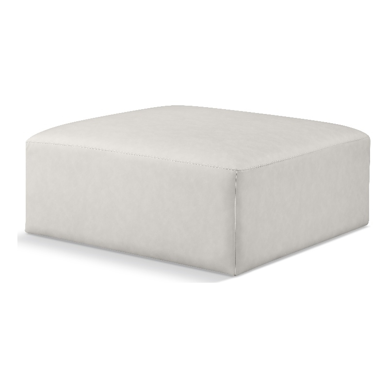 Meridian Furniture Cube Cream Vegan Leather Ottoman