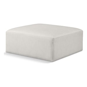 Meridian Furniture Cube Cream Vegan Leather Ottoman