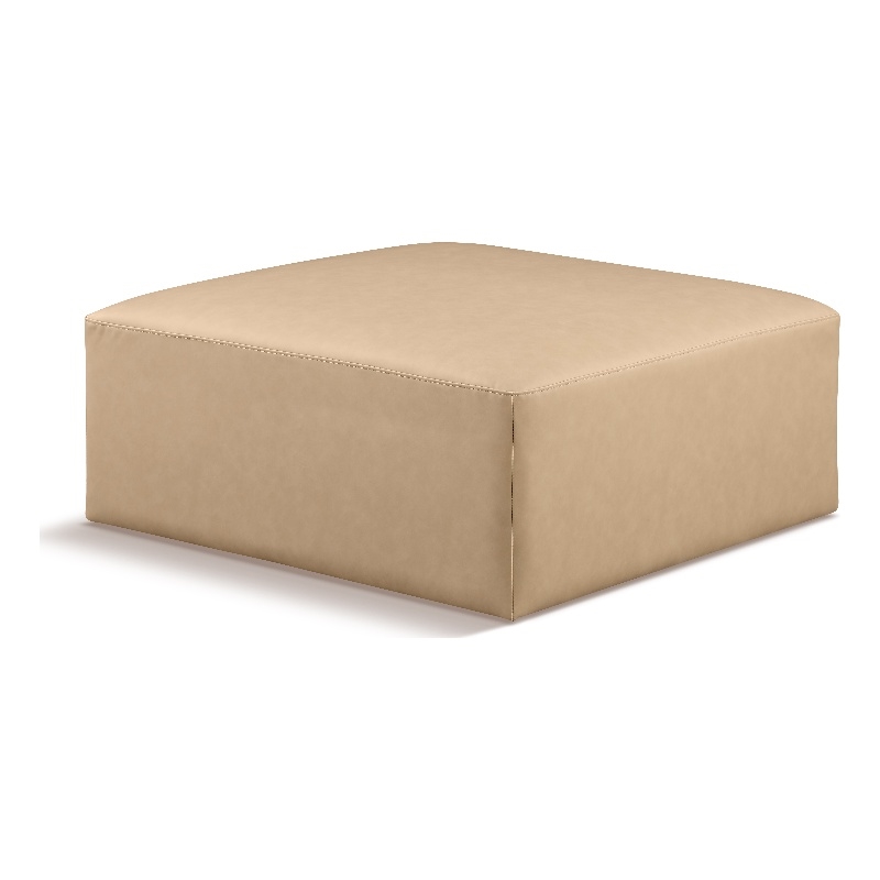 Meridian Furniture Cube Tan Vegan Leather Ottoman