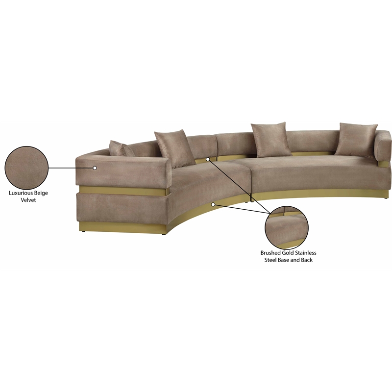 Meridian Furniture Belsa Beige Velvet 2pc. Sectional