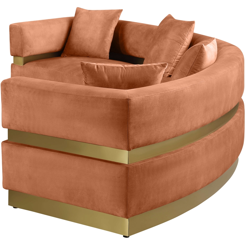 meridian furniture belsa cognac velvet 2pc. sectional
