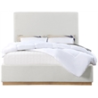 Meridian Furniture Alfie Cream Linen Textured Fabric Full Bed