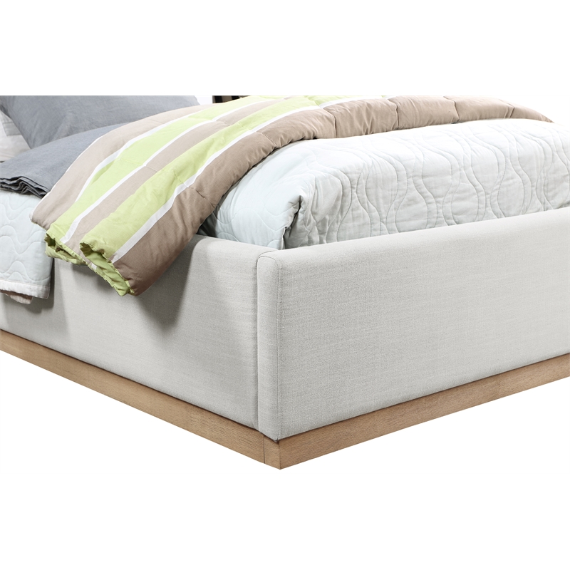 Meridian Furniture Alfie Cream Linen Textured Fabric Twin Bed