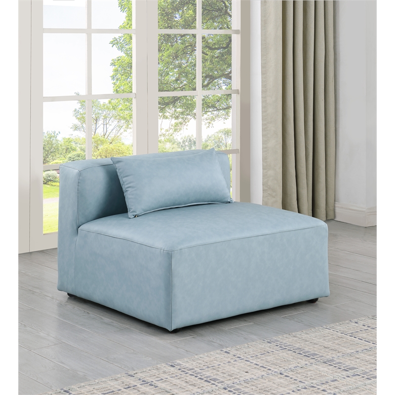 Meridian Furniture Cube Light Blue Vegan Leather Armless Chair
