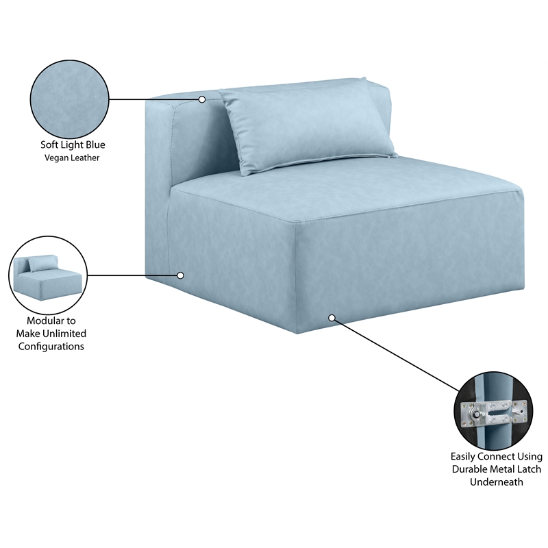 Meridian Furniture Cube Light Blue Vegan Leather Armless Chair