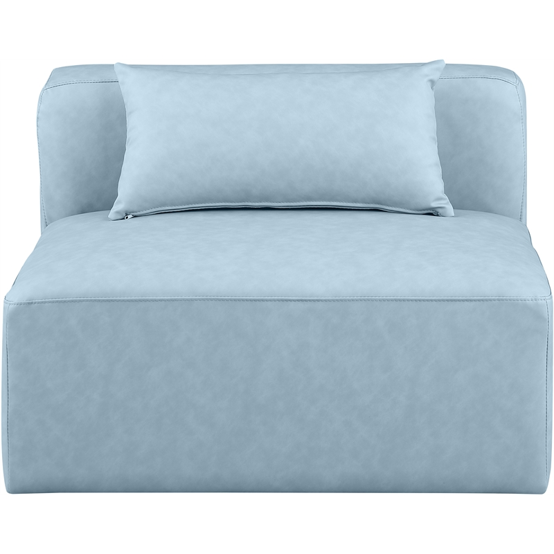 Meridian Furniture Cube Light Blue Vegan Leather Armless Chair
