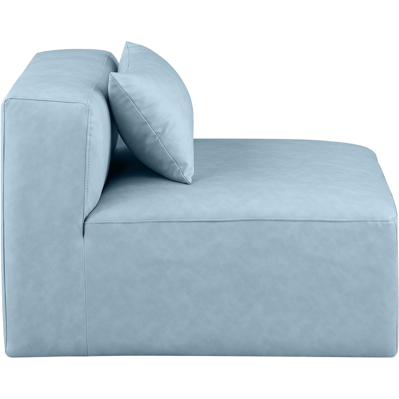 Meridian Furniture Cube Light Blue Vegan Leather Armless Chair