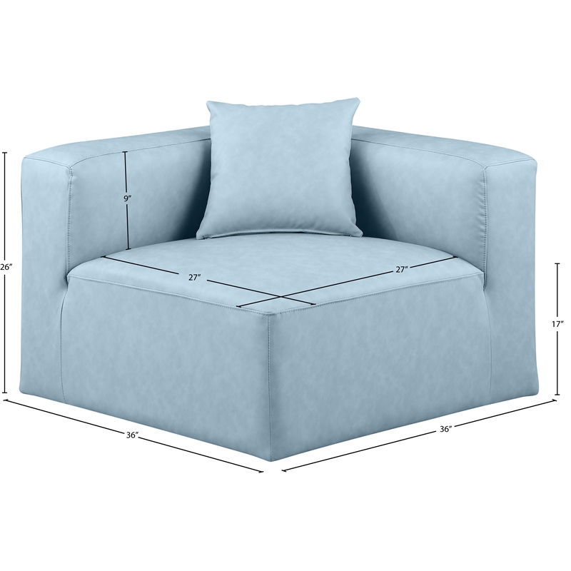 Meridian Furniture Cube Light Blue Vegan Leather Corner Chair