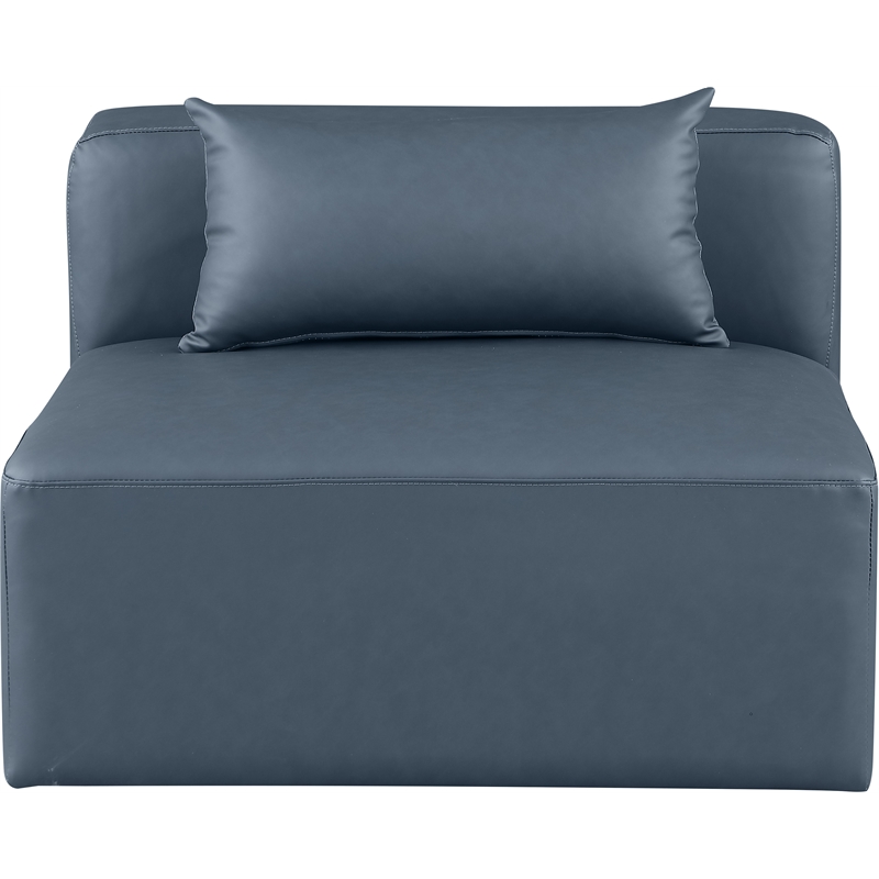 Meridian Furniture Cube Navy Blue Vegan Leather Armless Chair