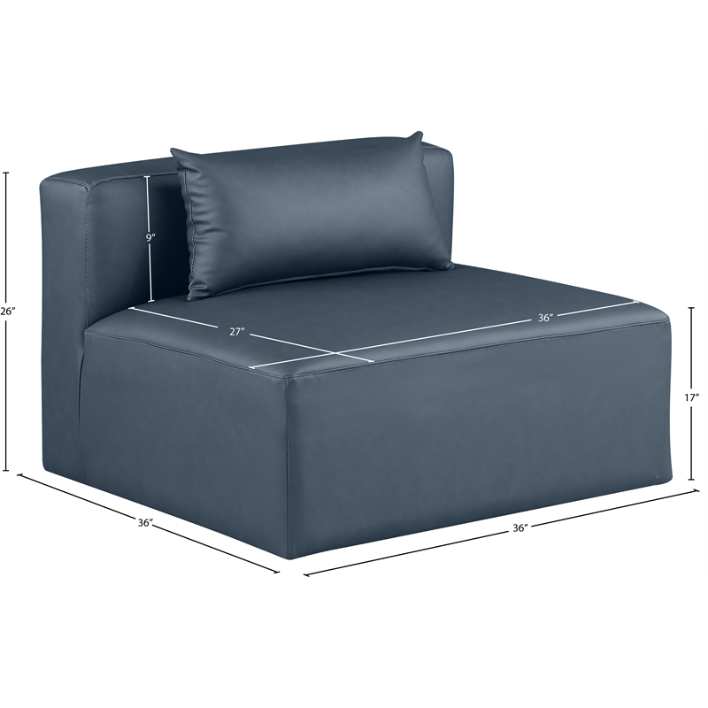 Meridian Furniture Cube Navy Blue Vegan Leather Armless Chair