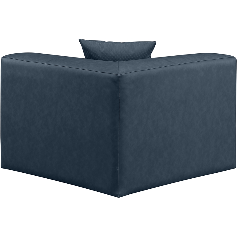 Meridian Furniture Cube Navy Blue Vegan Leather Corner Chair