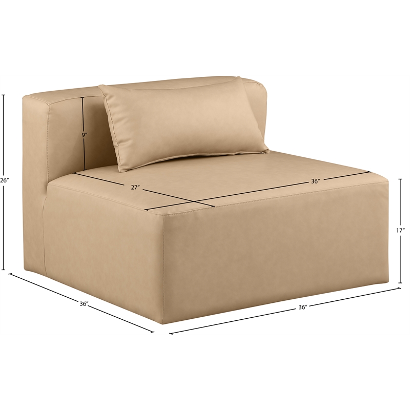 Meridian Furniture Cube Tan Vegan Leather Armless Chair