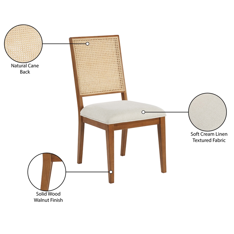 Meridian Furniture Butterfly Cream Linen Textured Fabric Dining Chair (Set of 2)