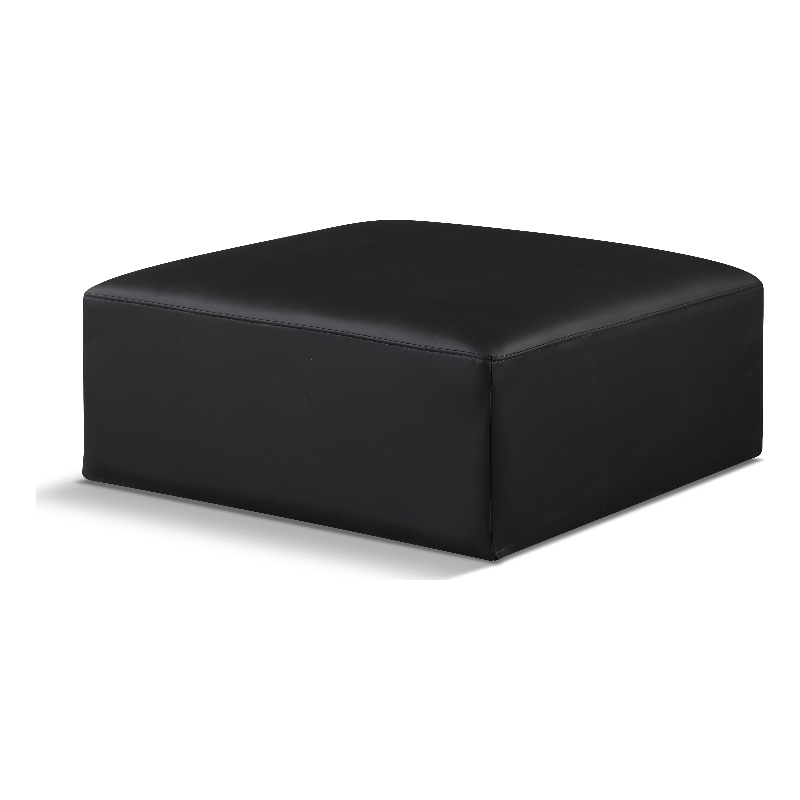 Meridian Furniture Cube Black Vegan Leather Ottoman