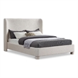 Meridian Furniture Penny Cream Linen Textured Fabric Queen Bed