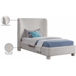 Meridian Furniture Penny Cream Linen Textured Fabric Twin Bed