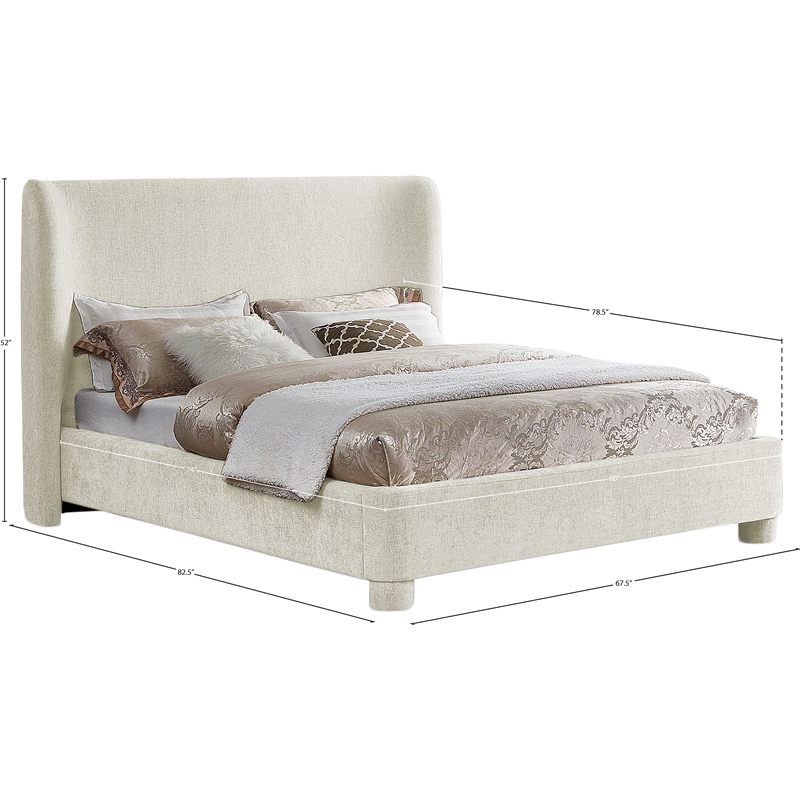 Meridian Furniture Penny Cream Chenille Fabric Full Bed