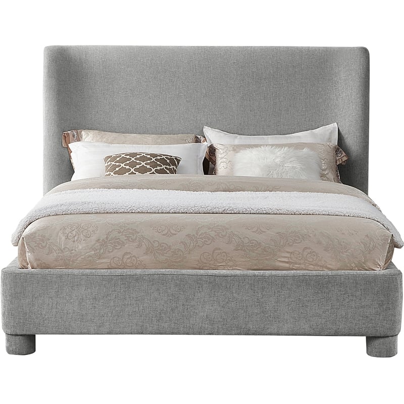 Meridian Furniture Penny Light Grey Chenille Fabric King Bed