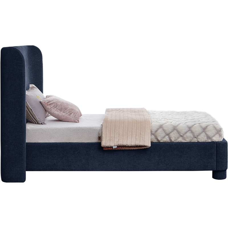 Meridian Furniture Penny Navy Chenille Fabric Twin Bed