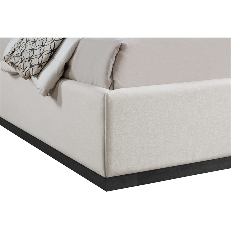 Meridian Furniture Flynn Beige Linen Textured Fabric Queen Bed