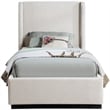 Meridian Furniture Flynn Beige Linen Textured Fabric Twin Bed