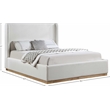 Meridian Furniture Flynn Cream Linen Textured Fabric Full Bed