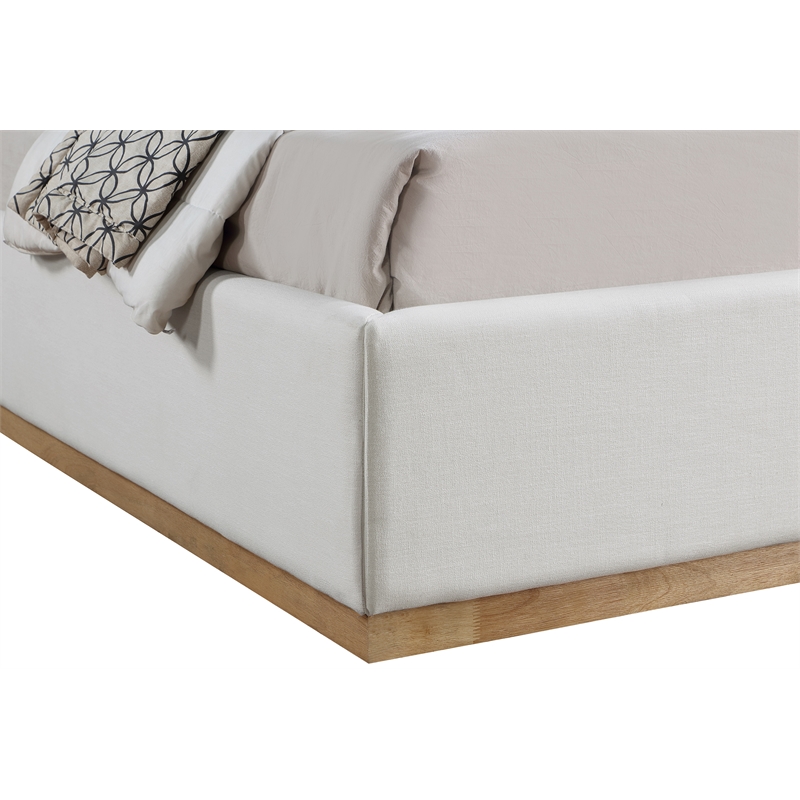 Meridian Furniture Flynn Cream Linen Textured Fabric Full Bed