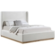 Meridian Furniture Flynn Cream Linen Textured Fabric Full Bed