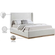 Meridian Furniture Flynn Cream Linen Textured Fabric Full Bed