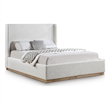 Meridian Furniture Flynn Cream Linen Textured Fabric Full Bed
