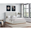 Meridian Furniture Flynn Cream Linen Textured Fabric Queen Bed
