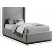 Meridian Furniture Flynn Grey Linen Textured Fabric Twin Bed