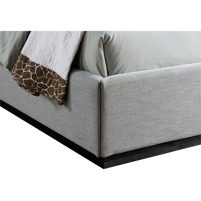 Meridian Furniture Flynn Grey Linen Textured Fabric Twin Bed