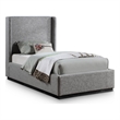 Meridian Furniture Flynn Grey Linen Textured Fabric Twin Bed