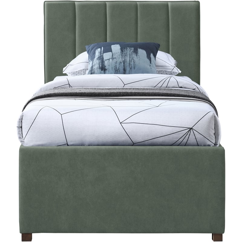Meridian Furniture Hudson Green Vegan Leather Twin Trundle Bed