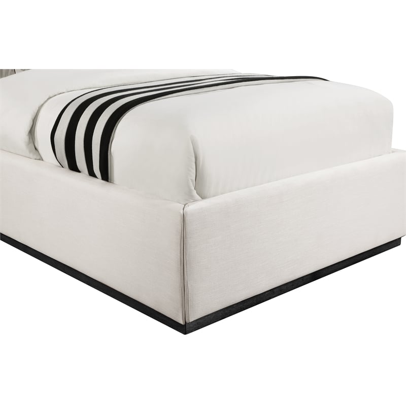 Meridian Furniture Logan Beige Linen Textured Fabric Twin Bed