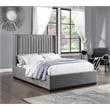 Meridian Furniture Logan Grey Linen Textured Fabric Full Bed