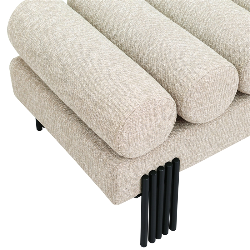 Meridian Furniture Akeela Beige Linen Textured Fabric Bench