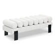 Meridian Furniture Akeela Cream Linen Textured Fabric Bench