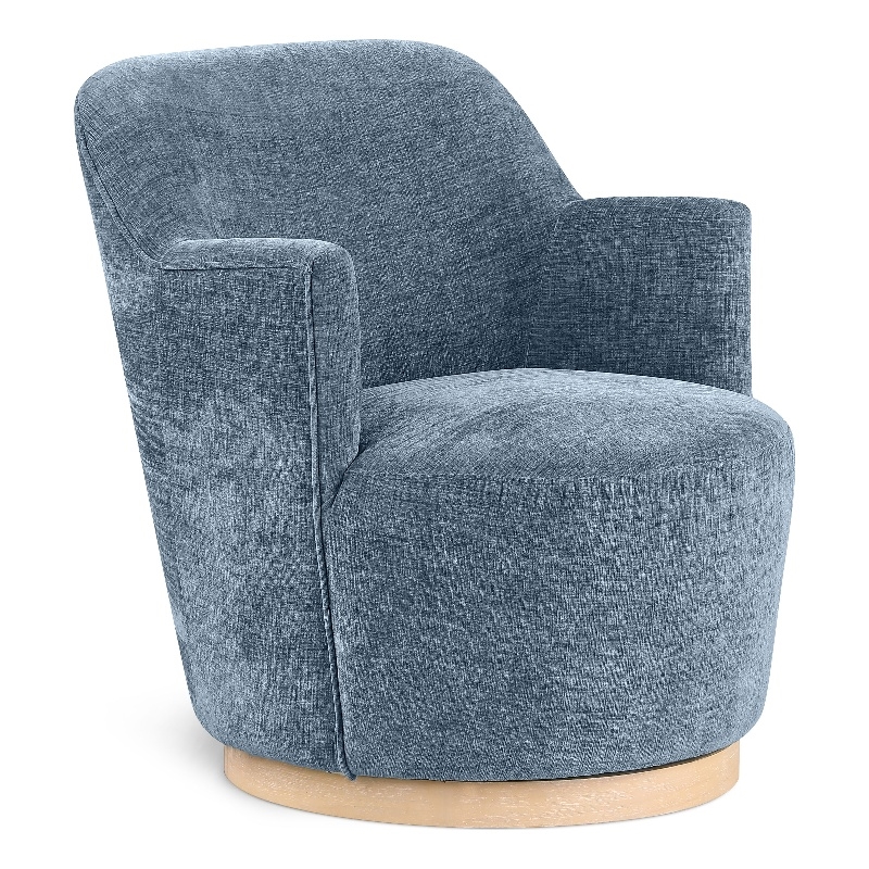 Meridian Furniture Clarita Light Blue Chenille Fabric Swivel Accent Chair