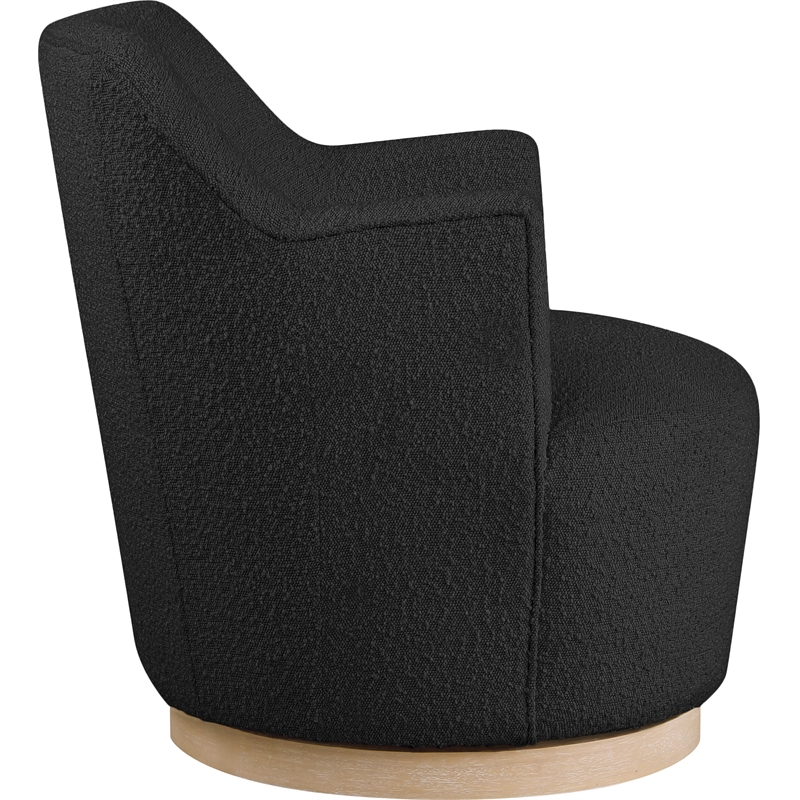 Meridian Furniture Clarita Black Boucle Fabric Swivel Accent Chair