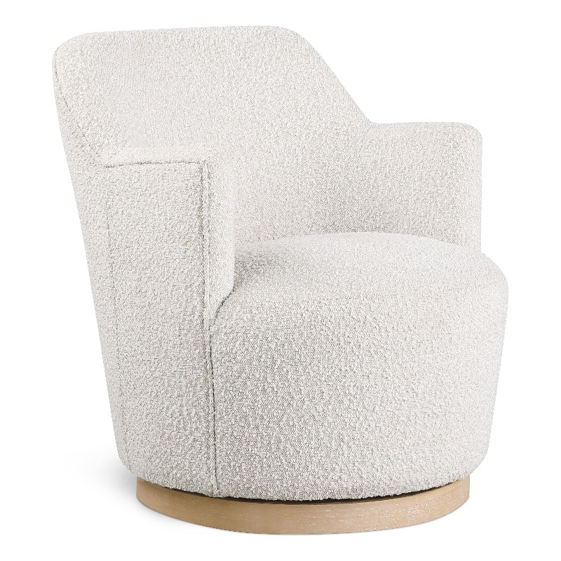 Meridian Furniture Clarita Cream Boucle Fabric Swivel Accent Chair