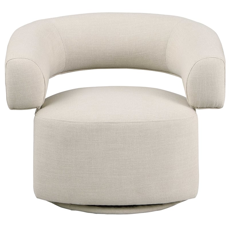 Meridian Furniture Niya Beige Linen Textured Fabric Swivel Accent Chair