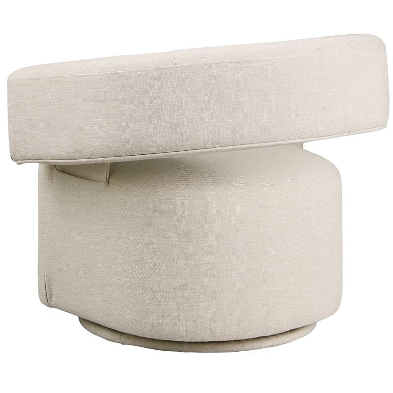 Meridian Furniture Niya Beige Linen Textured Fabric Swivel Accent Chair