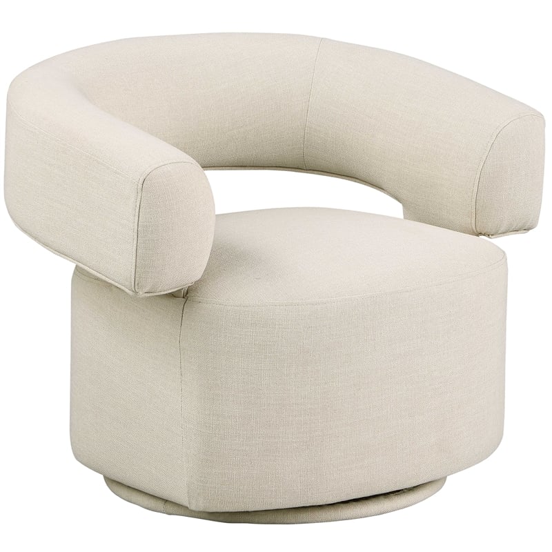 Meridian Furniture Niya Beige Linen Textured Fabric Swivel Accent Chair