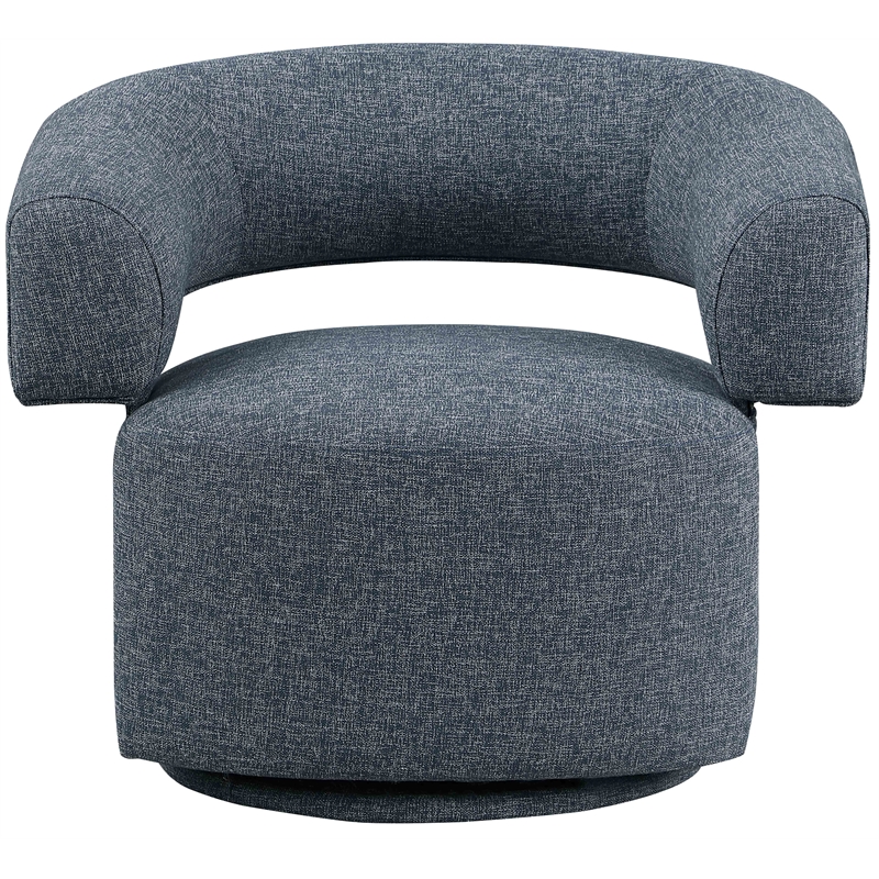 Meridian Furniture Niya Blue Linen Textured Fabric Swivel Accent Chair