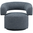 Meridian Furniture Niya Blue Linen Textured Fabric Swivel Accent Chair