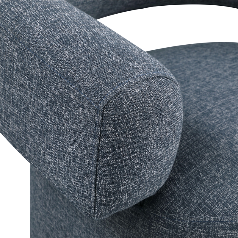 Meridian Furniture Niya Blue Linen Textured Fabric Swivel Accent Chair