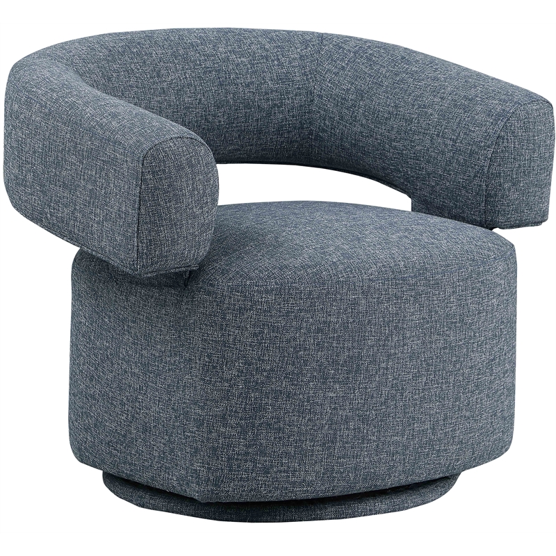 Meridian Furniture Niya Blue Linen Textured Fabric Swivel Accent Chair